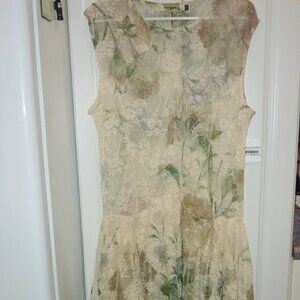 NWT Origami Ivory, Green, Rose Lace Layered Dress Size XXL 2X